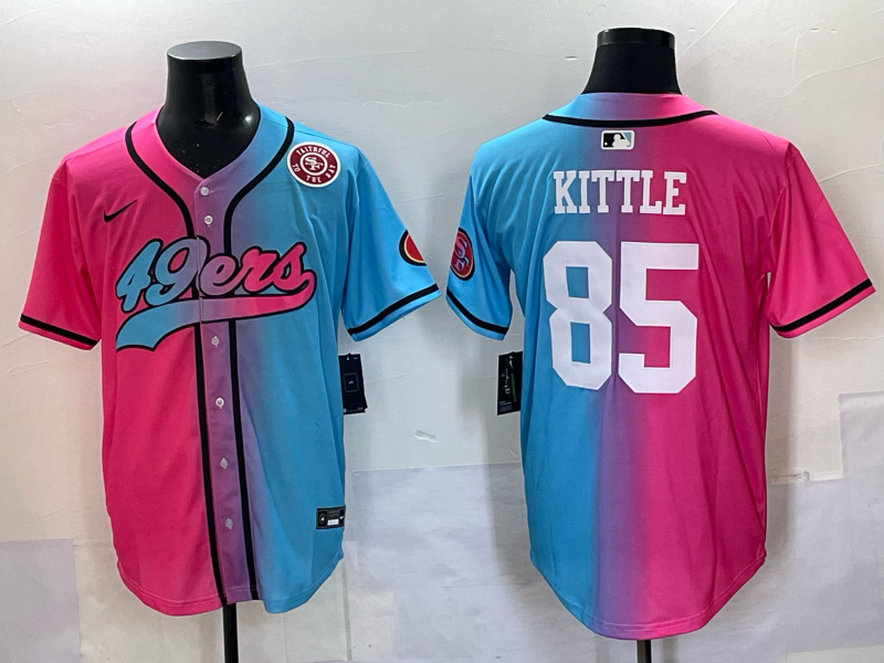 Men 2025 San Francisco 49ers #85 Kittle Pink Blue pink Nike Limited NFL Jersey 003->san francisco 49ers->NFL Jersey